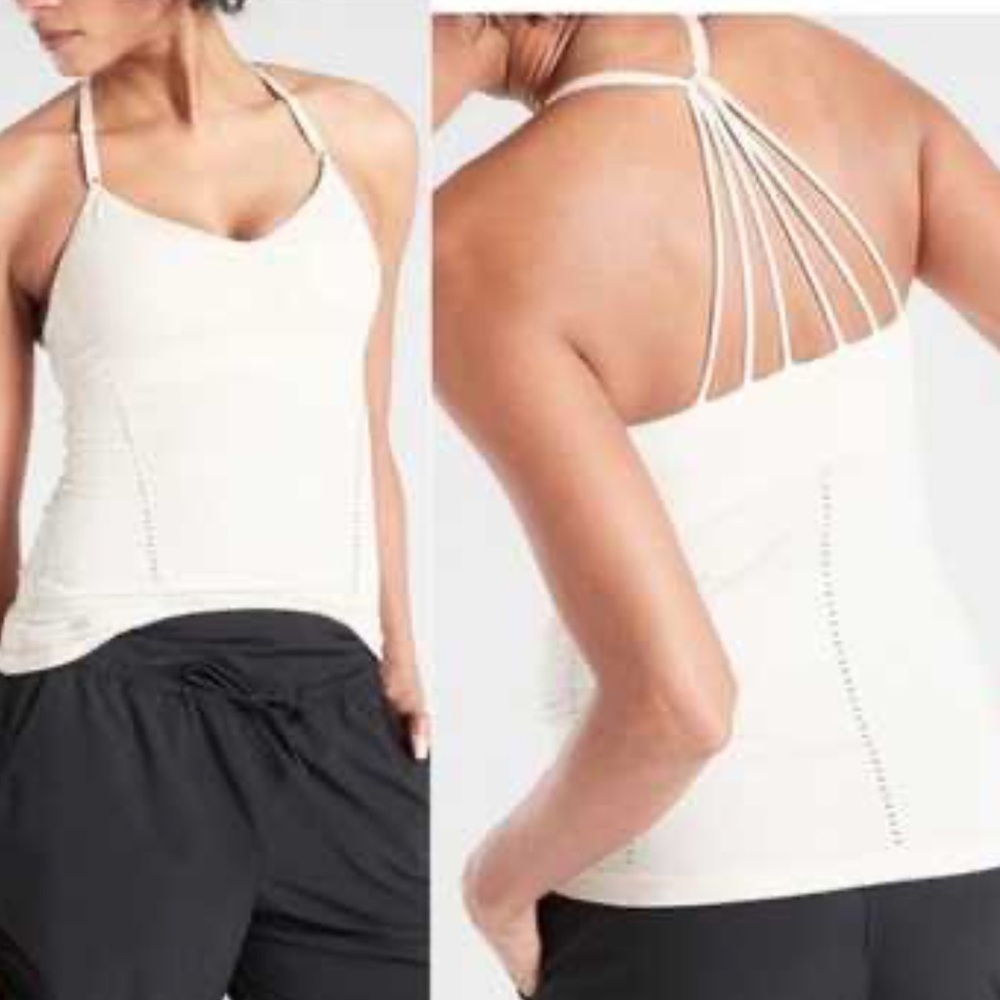 Athleta Allegro Support Cream Strappy Back Tank Top size XL